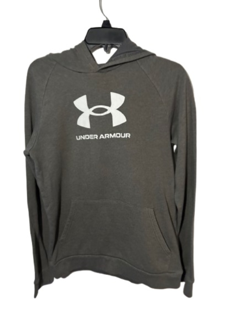 Under Armour Charcoal Hoodie with White Logo Boys YXL